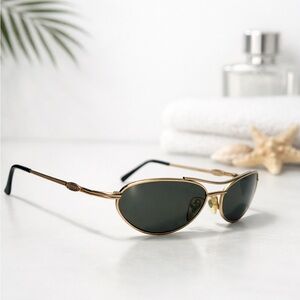 ABC Sports Aviator Signet Vintage 80s Y2K Gold Frame Black Lens Sunglasses